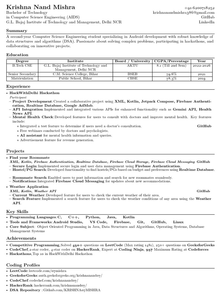 Computer Science Student Profile | PDF | Computer Programming | Databases