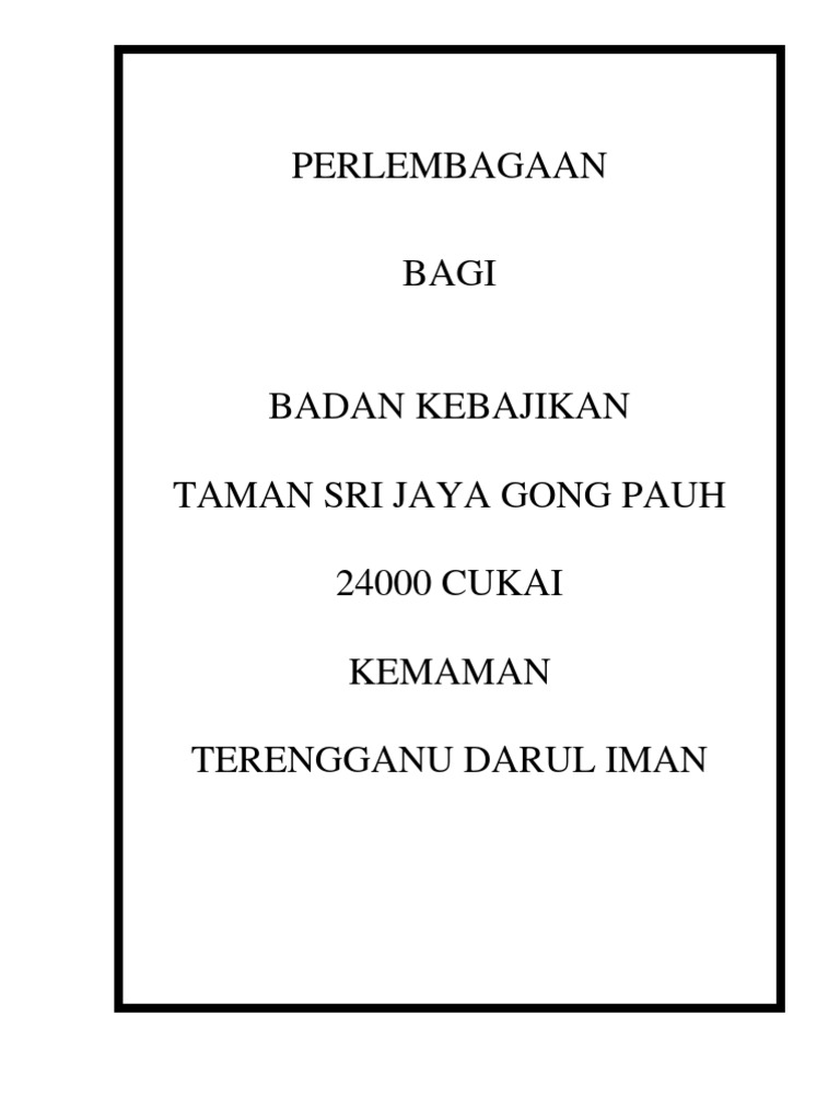 Draf Perlembagaan Persatuan Penduduk Taman Perumahan Mohd Anuar Pdf