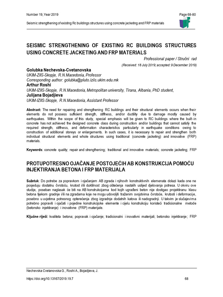 Seismic Strengthening of Existing RC Buildings STR | PDF | Composite ...