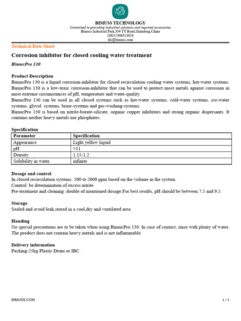 TDS of BimucPro 130 (1) Ooooooooooooooooooooooooooo | PDF