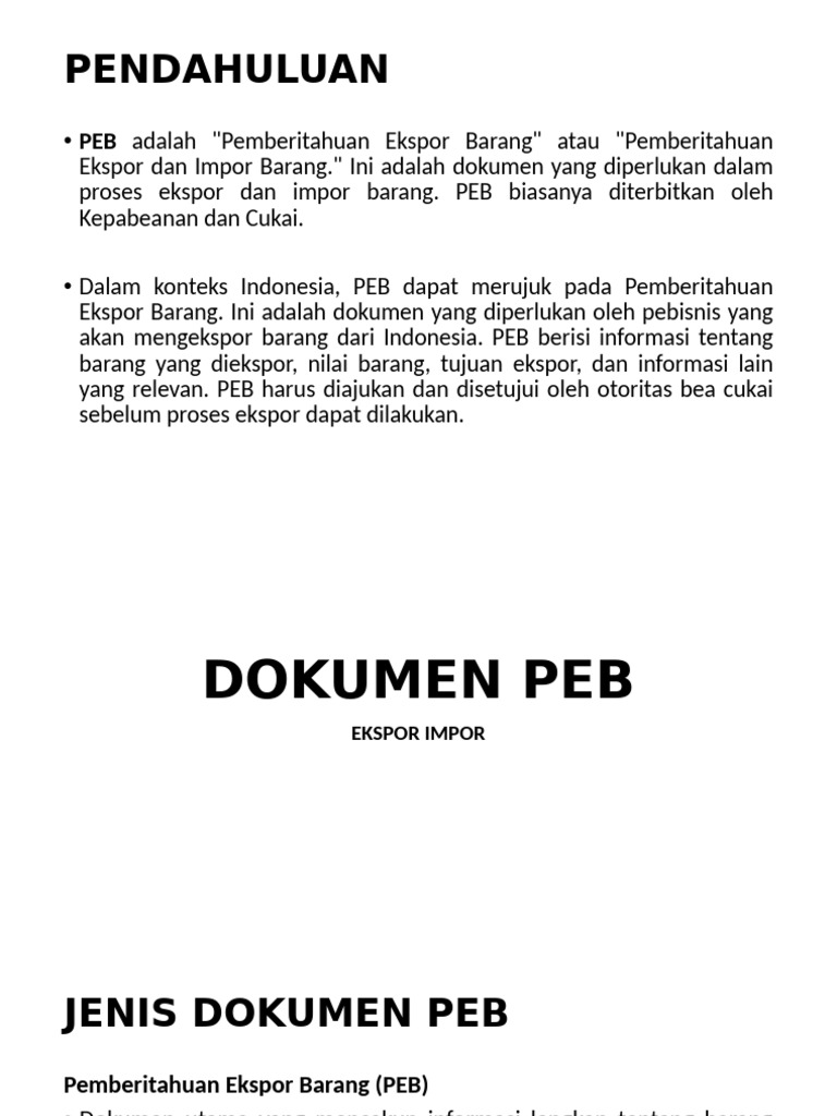 Panduan Pemberitahuan Ekspor Barang | PDF