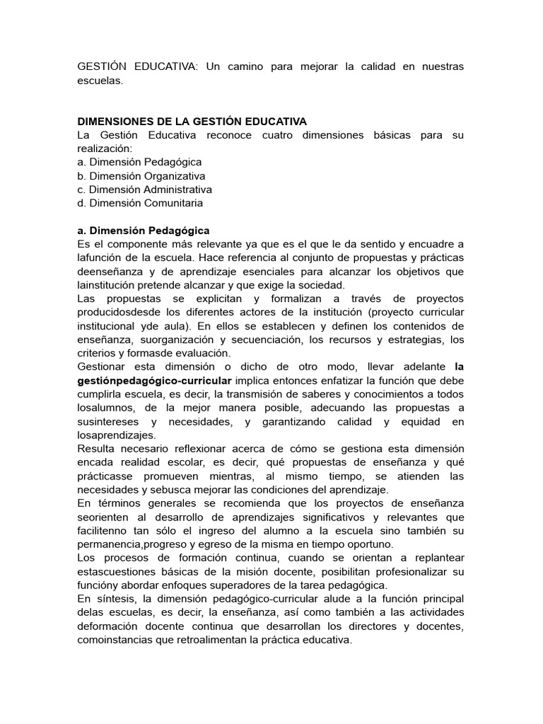 Mejora de la Gestión Educativa Escolar | PDF | Enseñando | Pedagogía