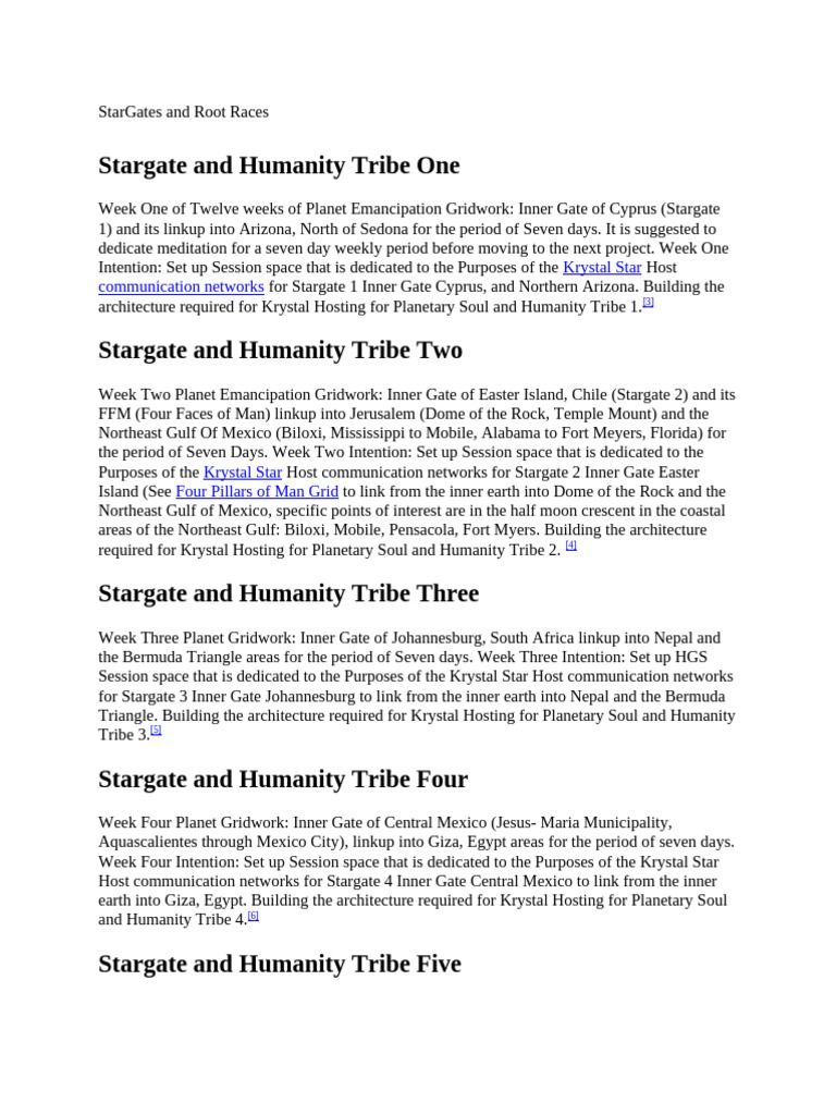Stargate Gridwork and Root Races Overview | PDF