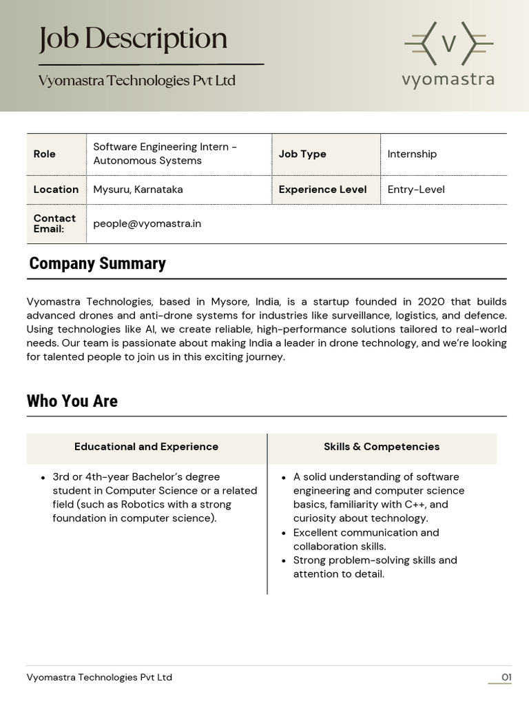 Software Engineering Intern at Vyomastra | PDF | Unmanned Aerial ...