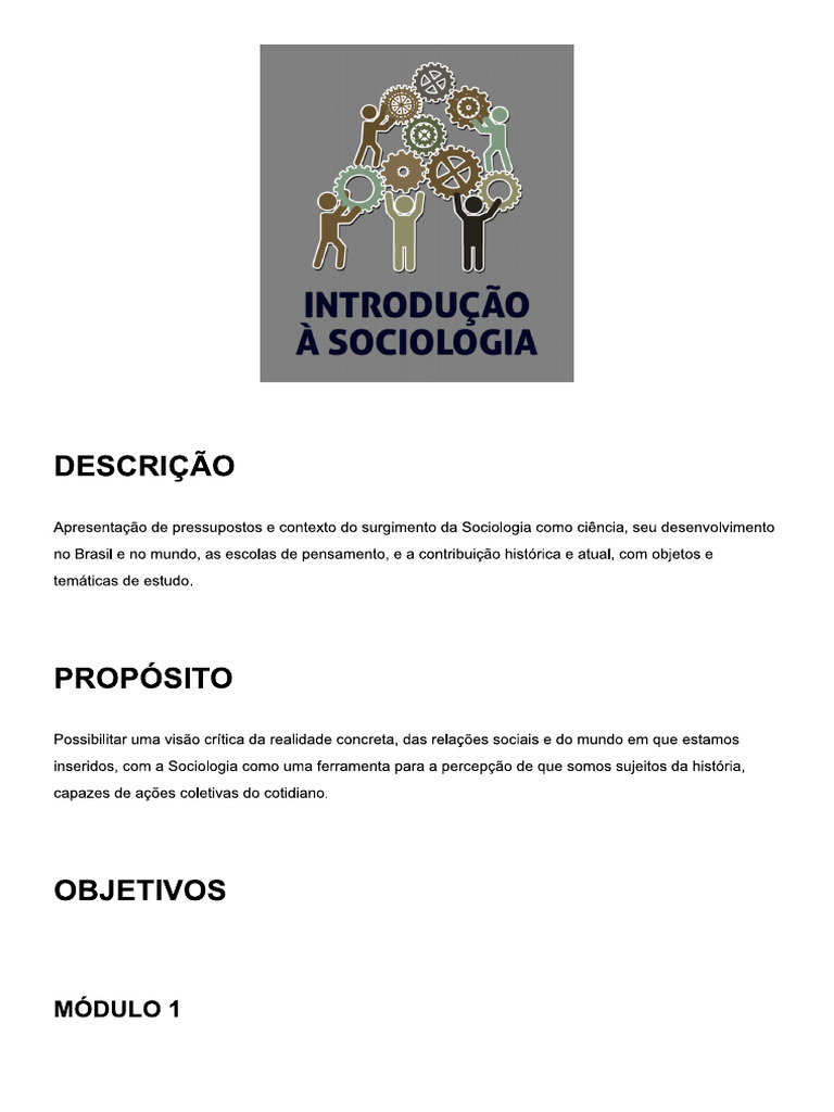 Introdução À Sociologia | PDF