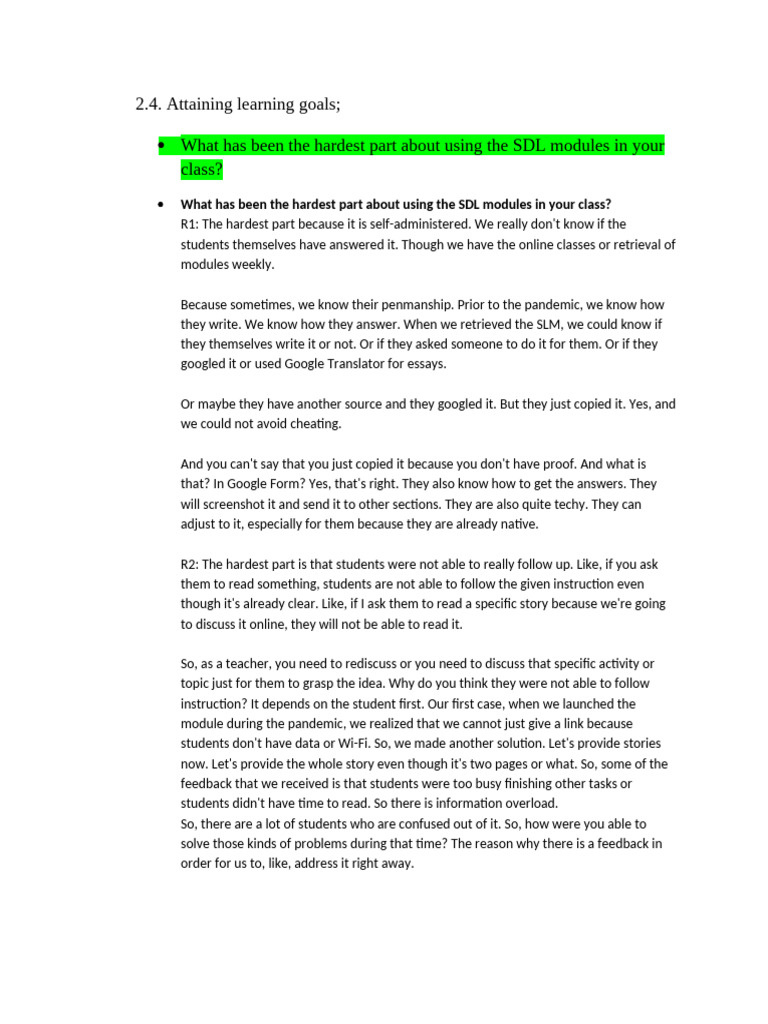 2.4attaining Learning Goals Q-A-Tables | PDF | Learning Styles | Learning