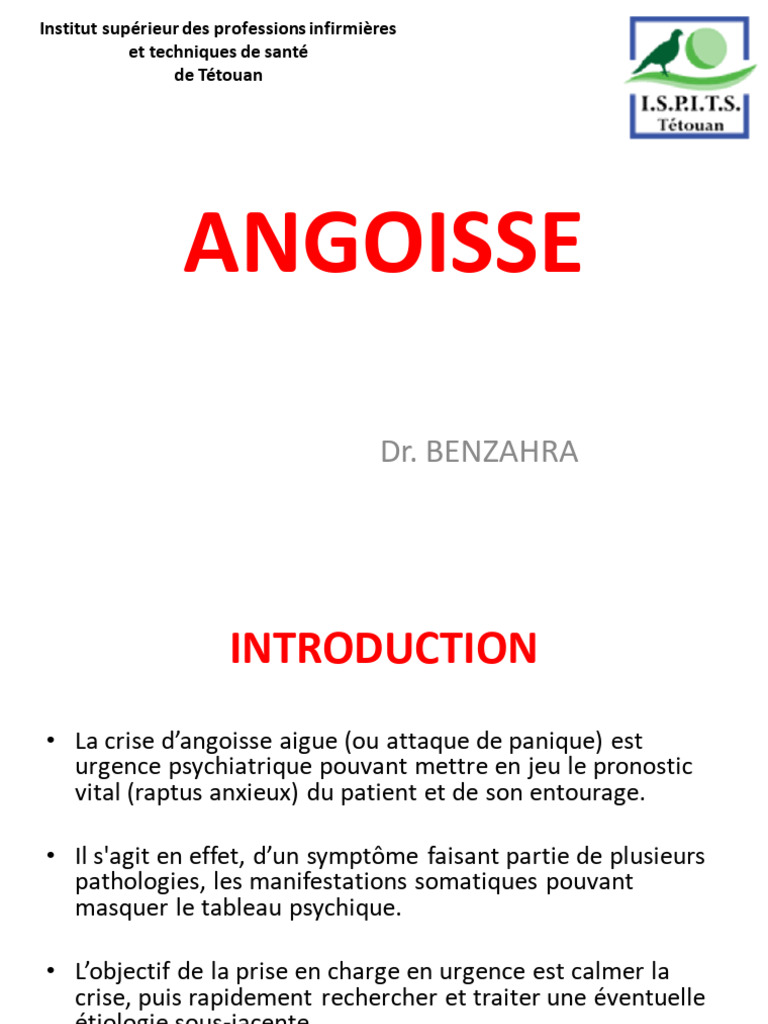 Crise d'angoisse symptômes et prise en charge PDF Attaque de — free download