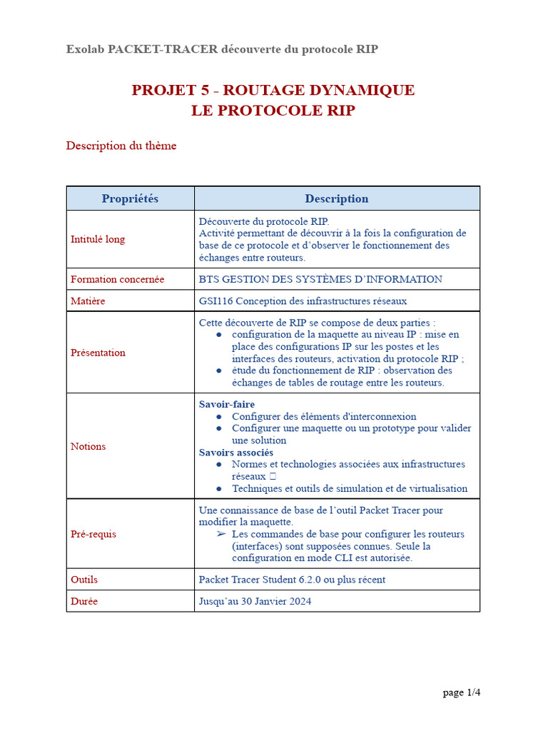 PROJET 5 - ROUTAGE DYNAMIQUE | PDF | Adresse IP | Routeur