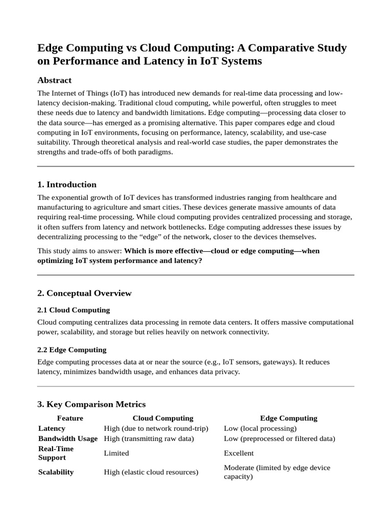 Edge vs Cloud Computing in IoT Systems | PDF | Cloud Computing ...