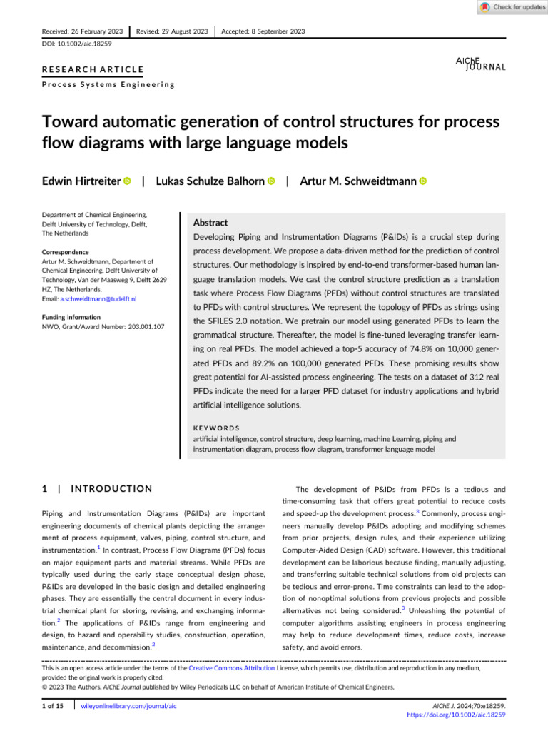 AIChE Journal - 2023 - Hirtreiter - Toward Automatic Generation of ...