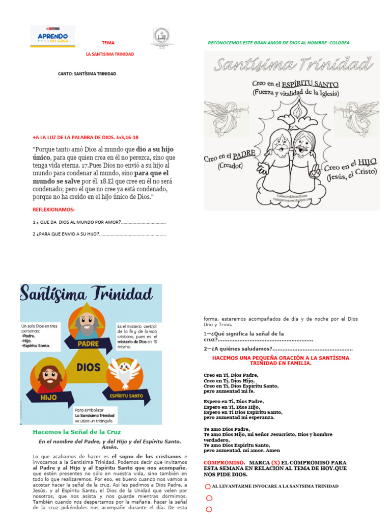 Oración y Reflexión sobre la Trinidad | PDF | Dios el padre | Trinidad