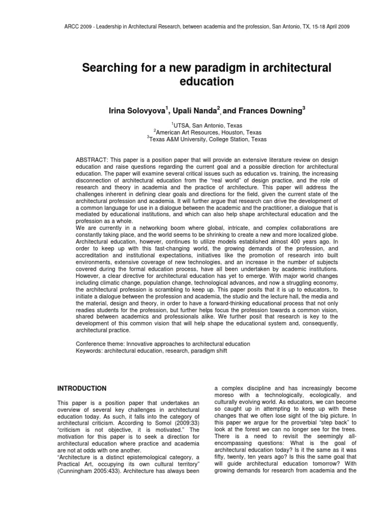 Searching For A New Paradigm in Architec | PDF | Knowledge | Design