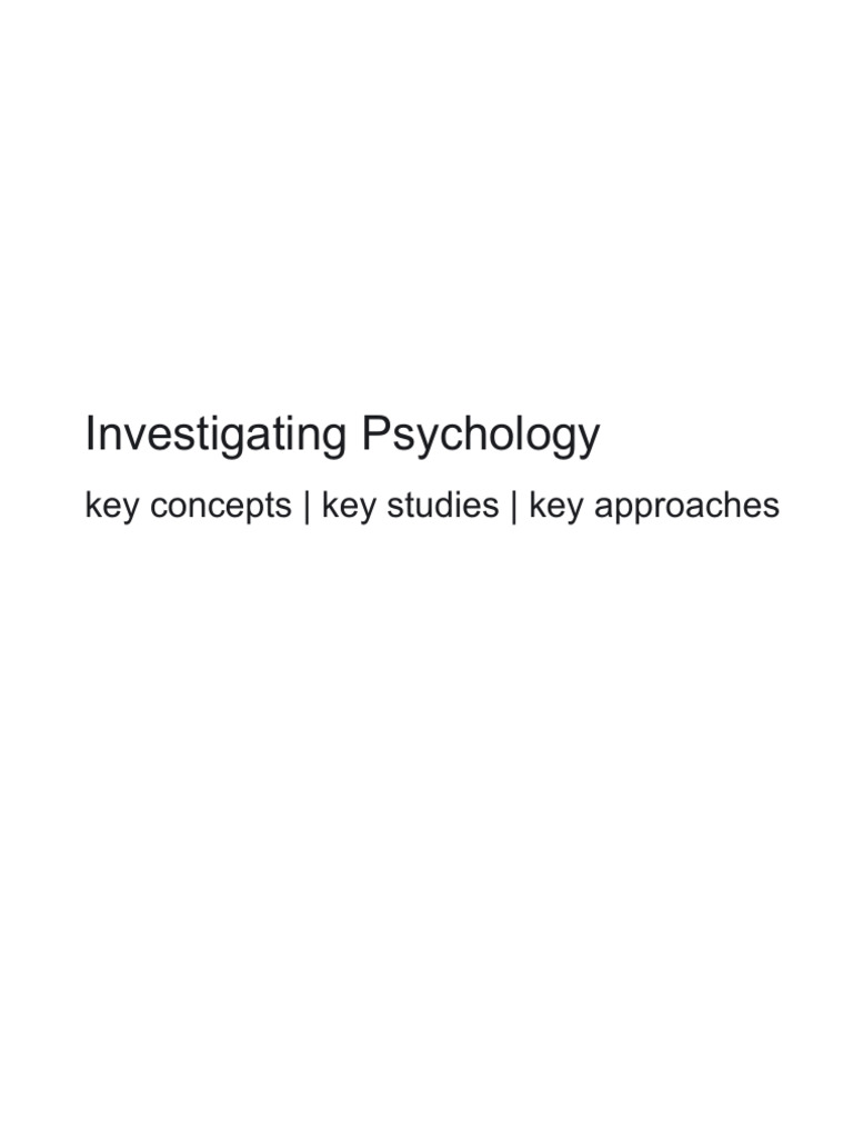 Key Concepts in Psychology Studies | PDF | Psychoanalysis | Unconscious ...