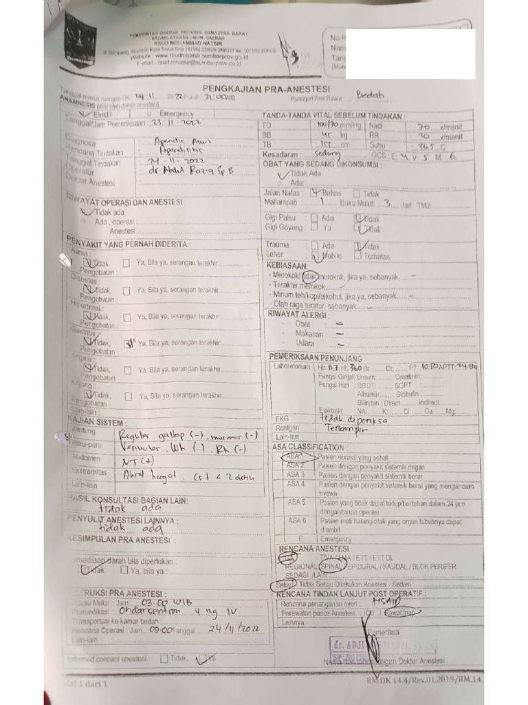 Form Anestesi Compressed | PDF