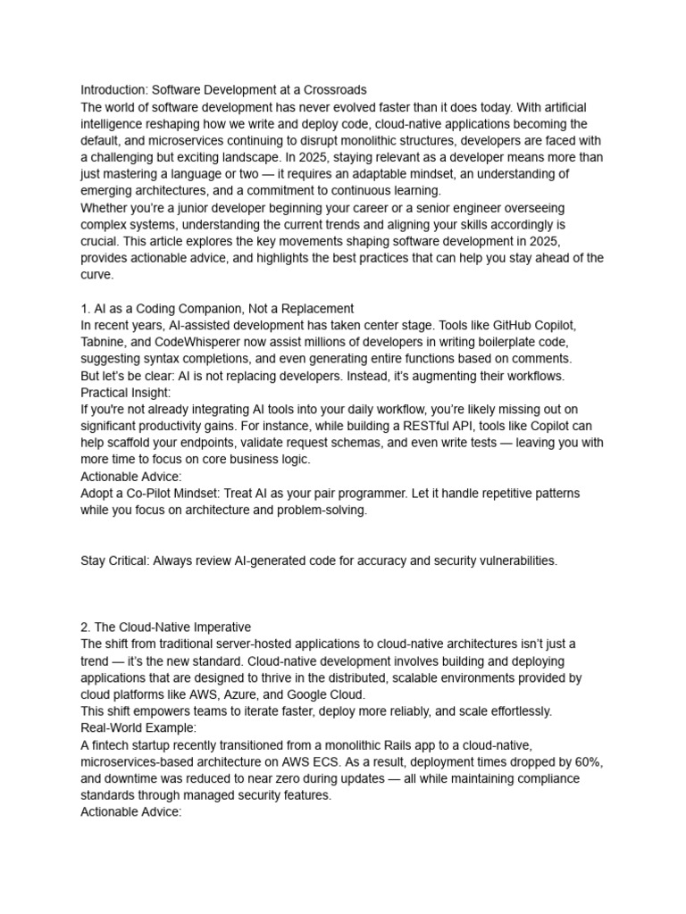 Introduction - Software Development at A Crossroads | PDF | Software ...