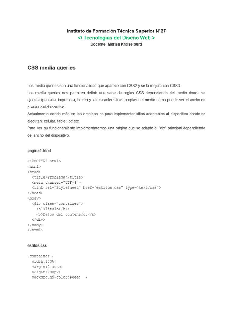 Media Queries | PDF | Ingeniería de software | Red mundial