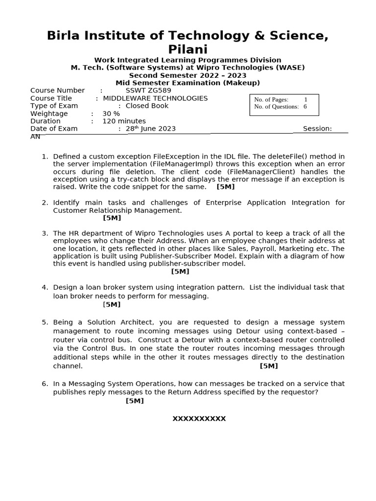 Midleware Question Mid | PDF | Router (Computing) | Computer Architecture