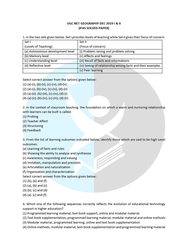 Ugc Net Geography Dec 2019 I & Ii (Ifas Solved Paper) | PDF | Tropical ...