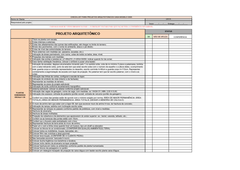 Checklist Completo para Projetos Arquitetônicos | PDF