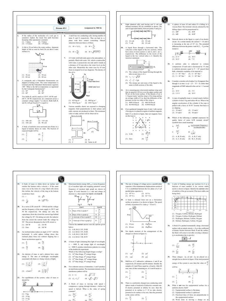 Physics Assignment Questions and Answers | PDF | Capacitance | Capacitor