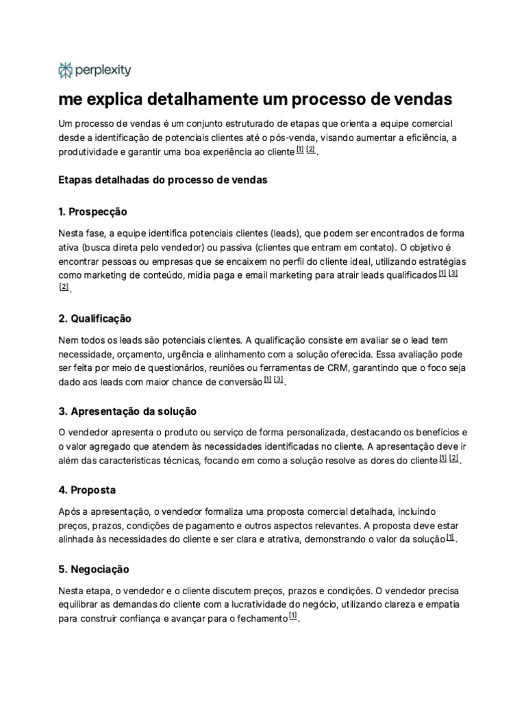Etapas do Processo de Vendas Detalhadas | PDF | Marketing | Economia de ...