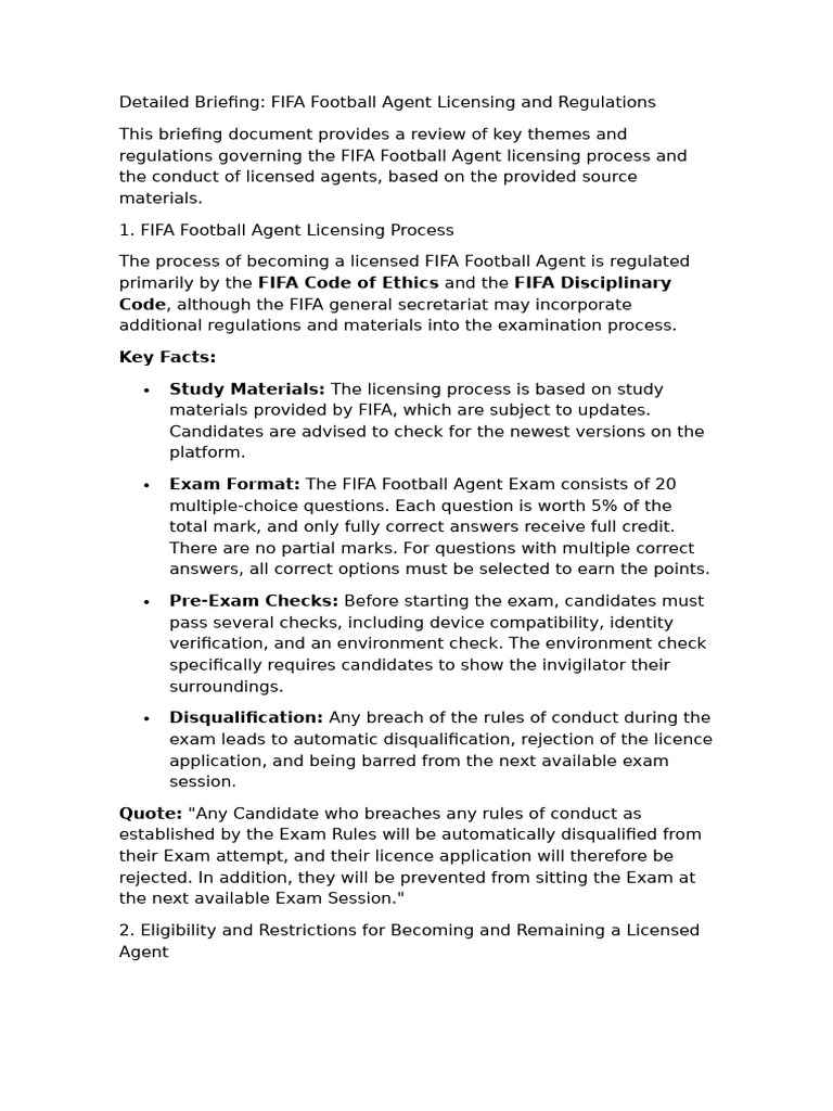 FIFA Football Agent Licensing Guide | PDF | License | Association Football