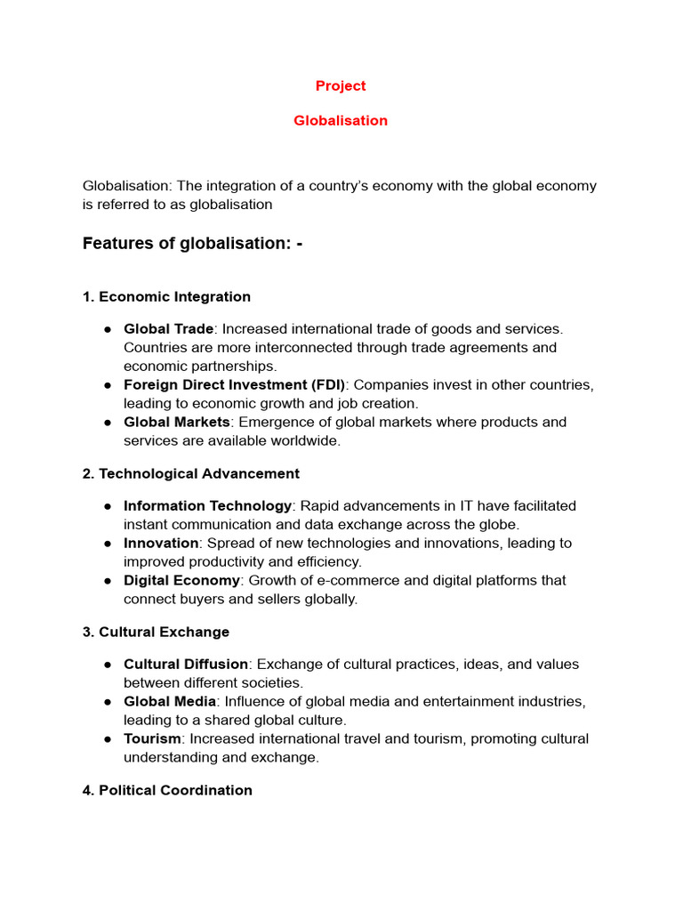 Project Of Social Science Globalisation Pdf World Trade
