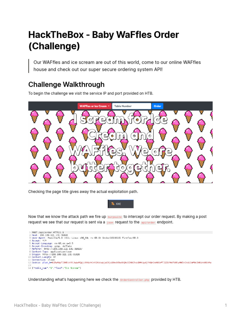 HackTheBox Baby WafFles Challenge Guide | PDF | Internet | Cyberspace