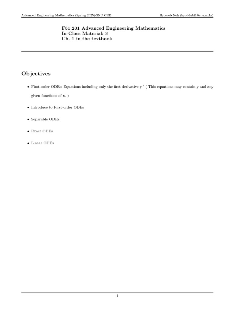 First-Order ODEs: Concepts & Solutions | PDF | Ordinary Differential ...