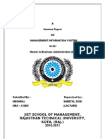 A Seminar Report ON Management Information System M-207 Master in Business Administration (MBA)