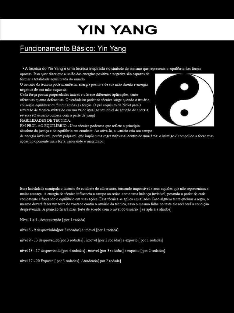 Yin Yang: Técnicas e Habilidades de Combate | PDF | Yin e Yang | Justiça