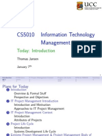 CS5010 Information Technology Management: Today: Introduction