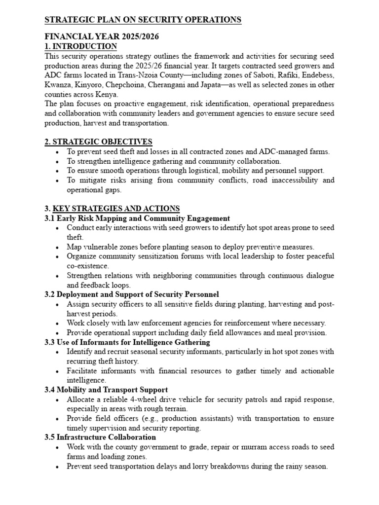 Security Operations Plan 2025/26 | PDF