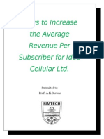 Ways To Increase The Average Revenue Per Subscriber For Idea Cellular LTD
