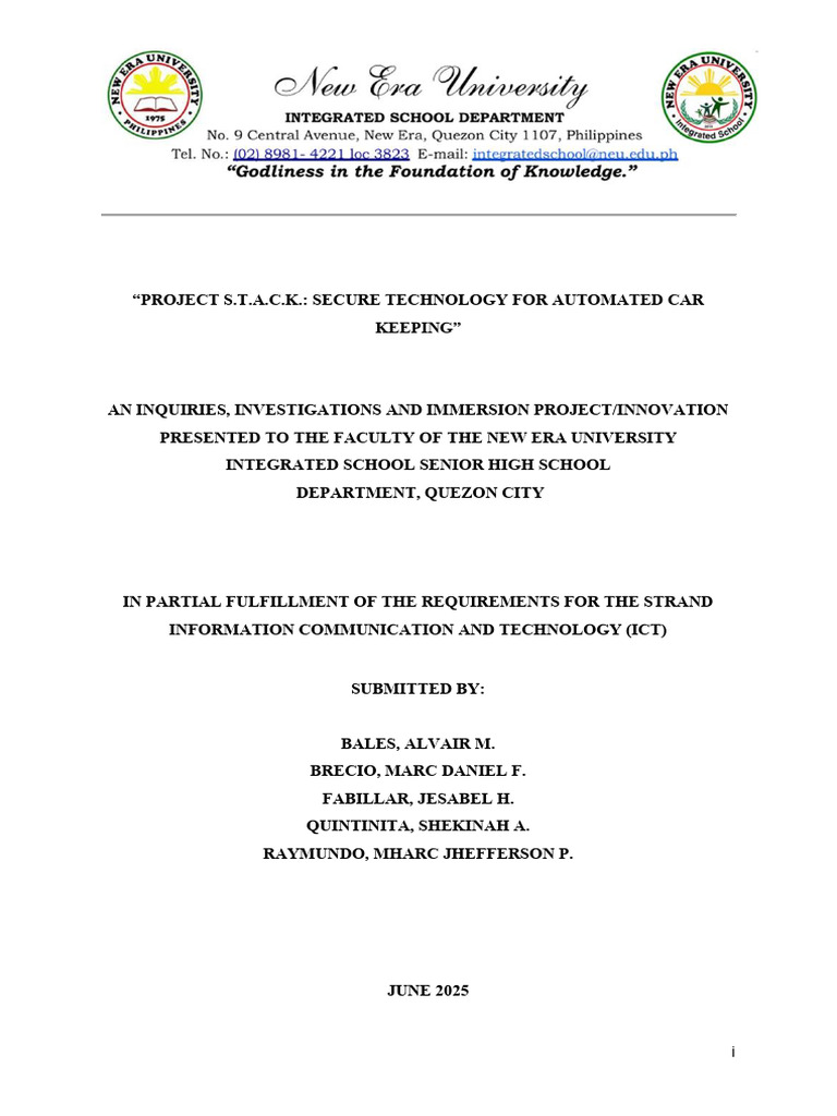 Project s.t.a.c.k Final May 22 - Copy | PDF | Parking | Automation