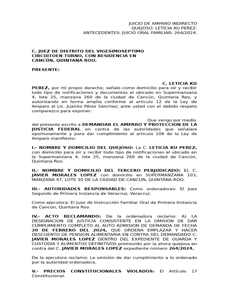 Amparo Indirecto de Leticia Ku Pérez | PDF | Justicia | Crimen y violencia