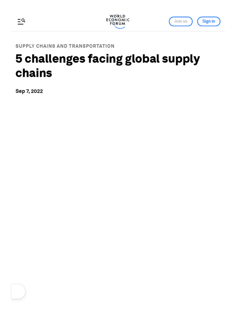 5 Challenges Facing Global Supply Chains - World Economic Forum | PDF ...