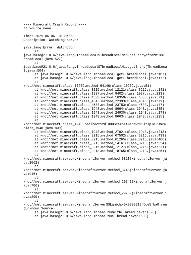 Minecraft Server Watchdog Crash Report | PDF | Byte | Computing