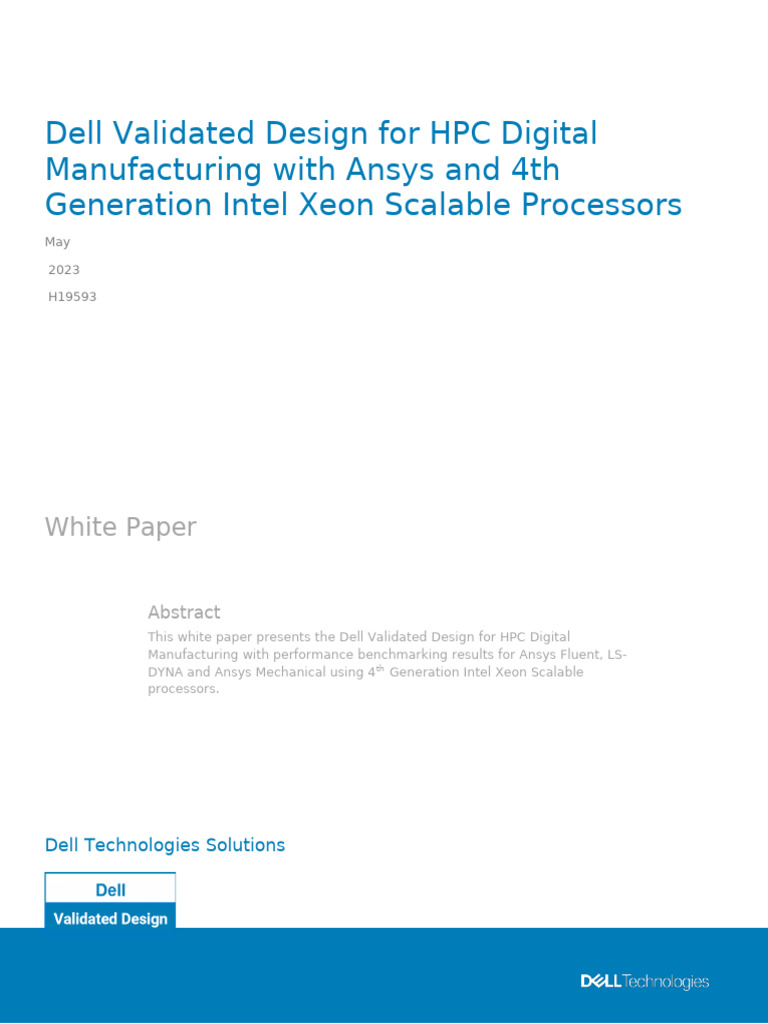 Dell HPC Design for Ansys & Intel Xeon | PDF | Supercomputer | Scalability