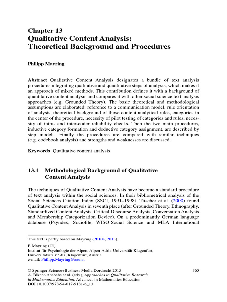 Qualitative Content Analysis Methods | PDF | Qualitative Research ...