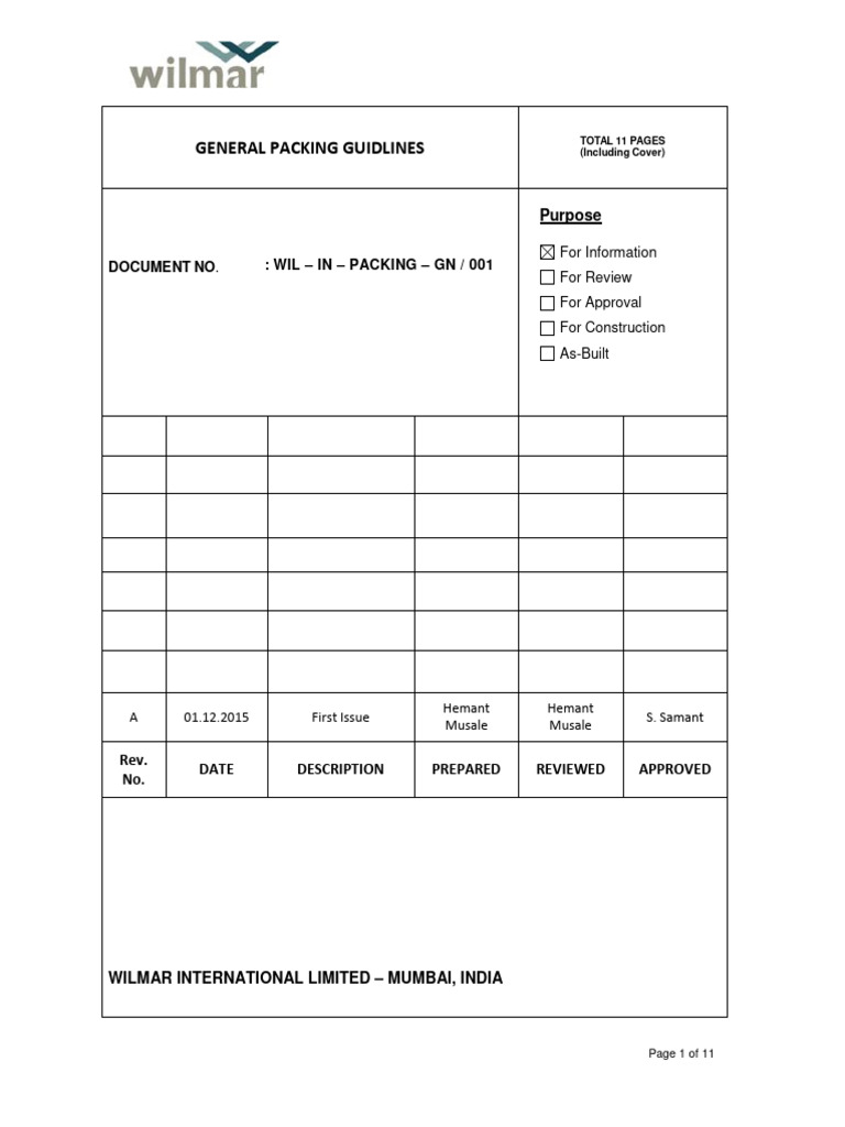 Annexure 12 Wilmar Packing Guidelines | PDF | Pipe (Fluid Conveyance ...