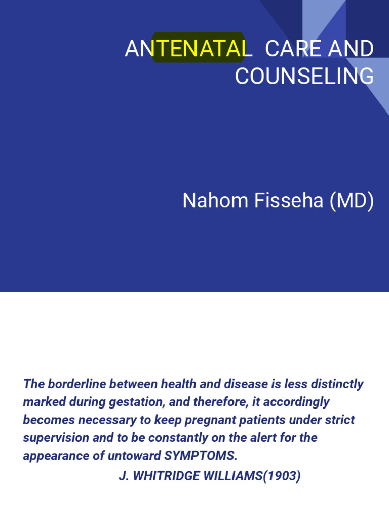 Comprehensive Antenatal Care Guide | PDF | Pregnancy | Prenatal Development