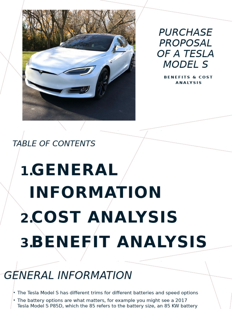 Purchase Proposal of A Tesla Model S | PDF