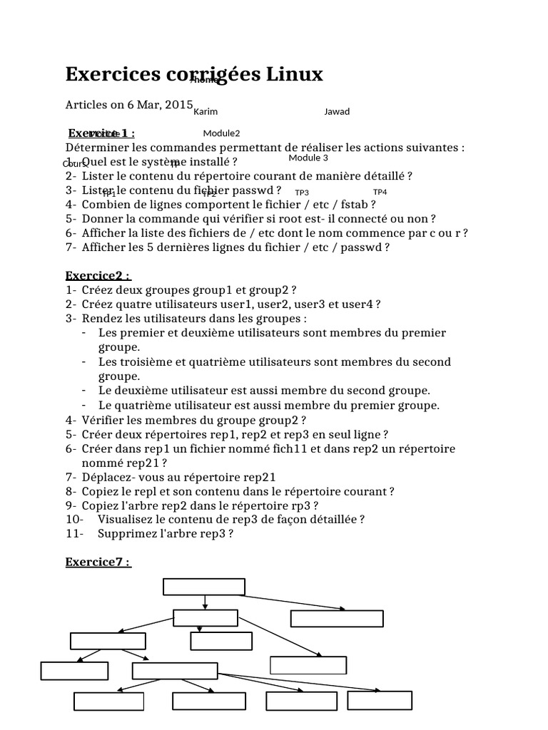 Exercices Corrigés Linux Pratiques | PDF | Gestion des données ...