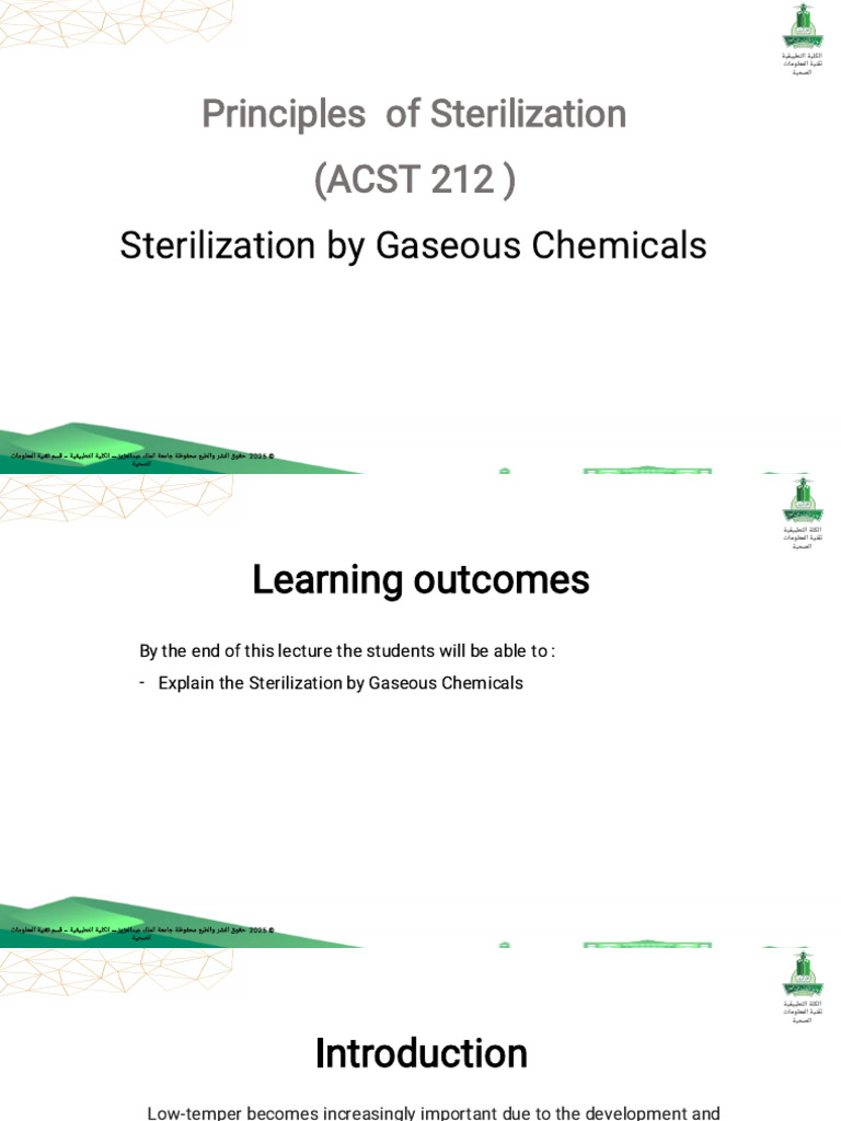 Gaseous Sterilization Methods Overview | PDF | Sterilization (Microbiology)