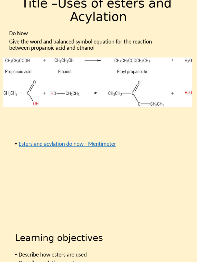 Acylation and Ester Reactions Overview | PDF | Ester | Carboxylic Acid