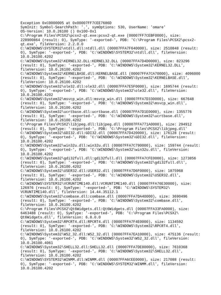 PCSX2 Error Report: Exception 0xC0000005 | PDF | Computer Libraries ...