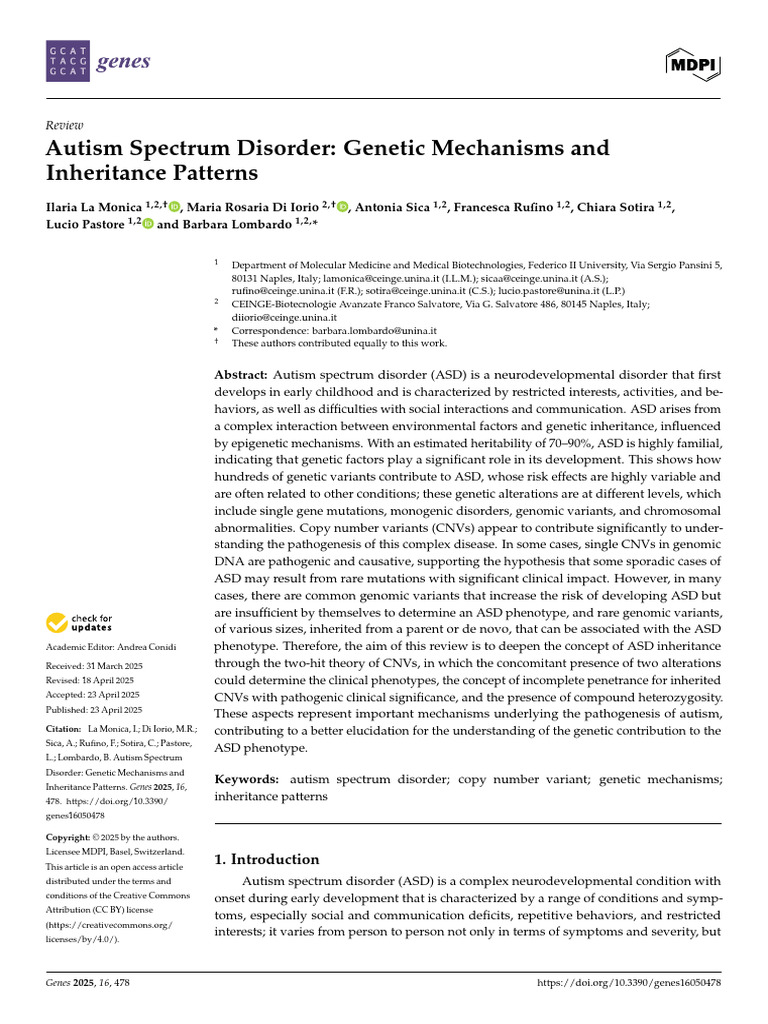 Genetic Insights into Autism Spectrum Disorder | PDF | Autism | Genetic ...