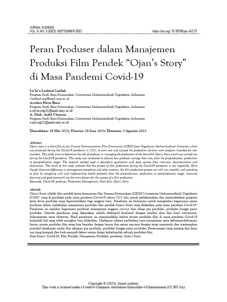 Peran Produser di Ojan's Story | PDF