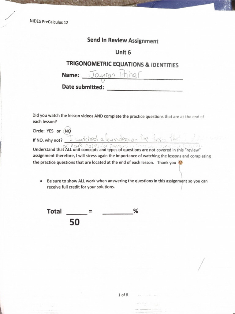 Unit 6 Review Assignment | PDF